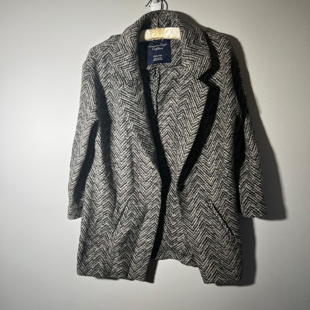 American Eagle Outfitters Small Unlined Chevron Tweed Jacket Blazer